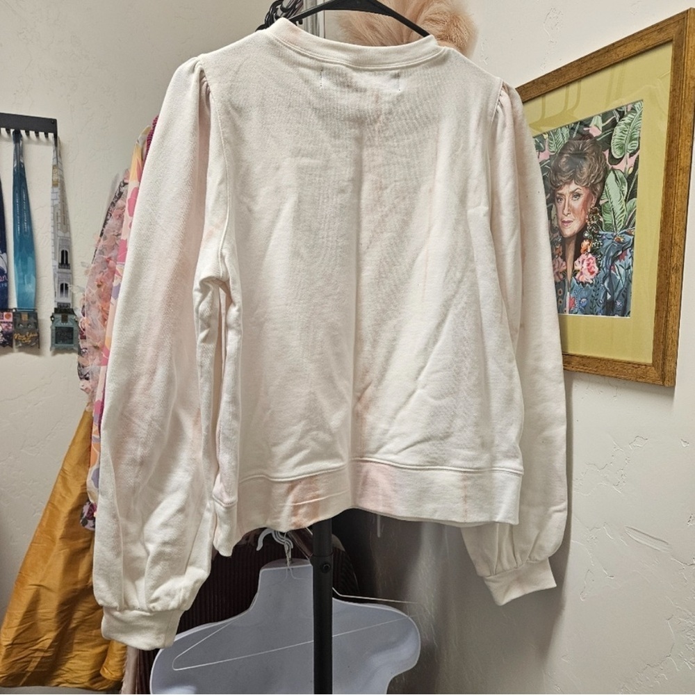 NWT tie dye Puff sleeve sweatshirt with Lightning Bolt Patch size large - Picture 3 of 5